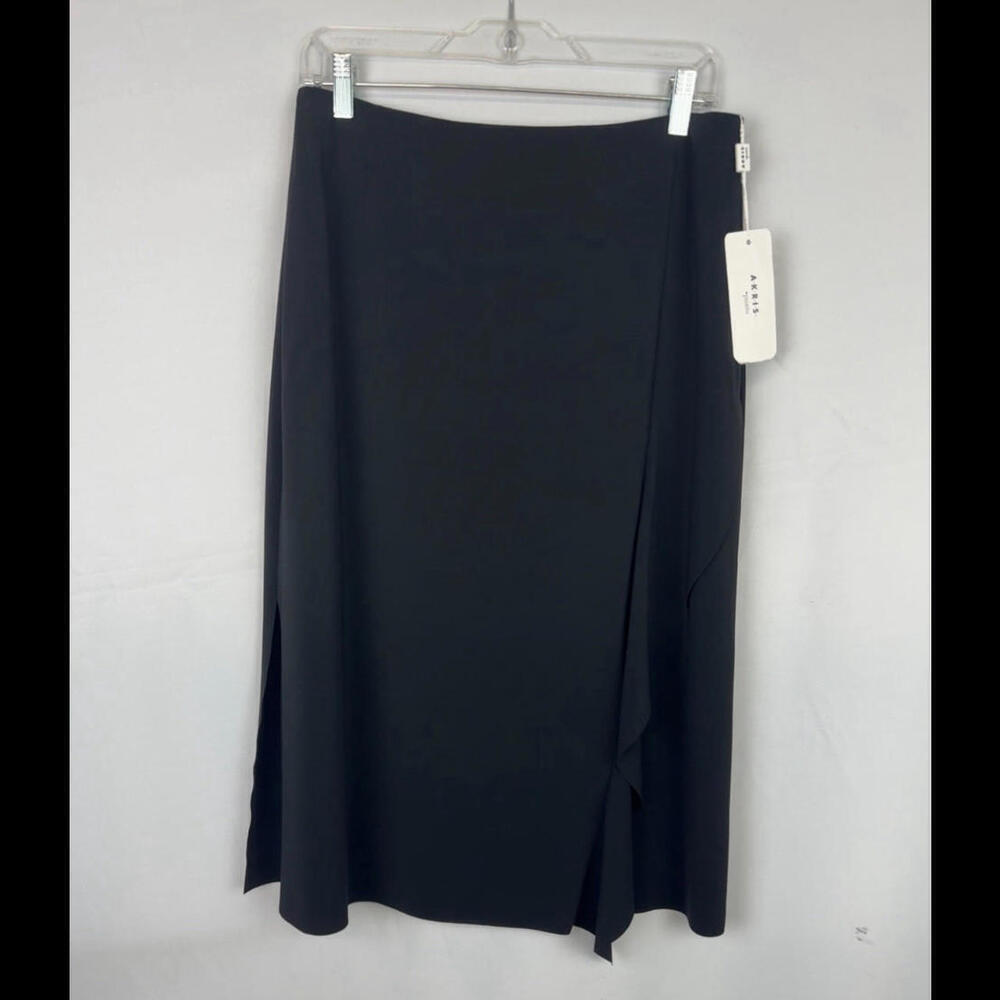 Akris Punto Laser Cut Crepe Midi Skirt Black Size 8 US, 30 W